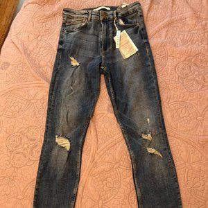 Zara high waisted damage skinny jeans